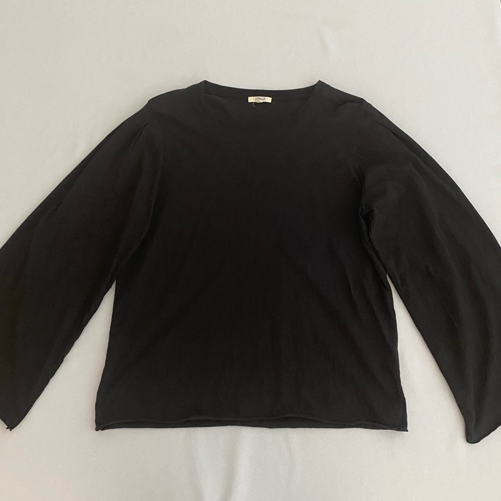 Leallo Women’s Top Shirt Large Puff Flutter Bell Sleeves Minimalist Quiet Luxury